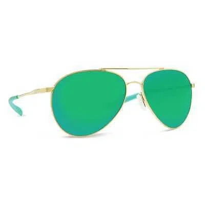 Pre-owned Costa Del Mar Costa Piper Shiny Gold Frame Sunglasses W/green Mirror 580g 06s6003-60031158 In Shiny Gold Frame W/green Mirror 580g Lenses