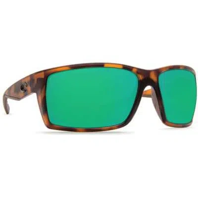 Pre-owned Costa Del Mar Costa Reefton Matte Retro Tortoise Frame W/green Mirror 580p 06s9007-90071164 In Matte Retro Tortoise Frame W/green Mirror 580p Lenses