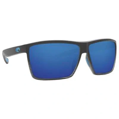 Pre-owned Costa Del Mar Costa Rincon Matte Smoke Crystal Fade Frame W/blue Mirror 580g 06s9018-90180263 In Matte Smoke Crystal Fade Frame W/blue Mirror 580g Lenses