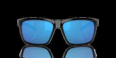 Pre-owned Costa Del Mar Costa Slack Tide Sunglasses, Shiny Black Frame, Blue Mirror Glass Lens