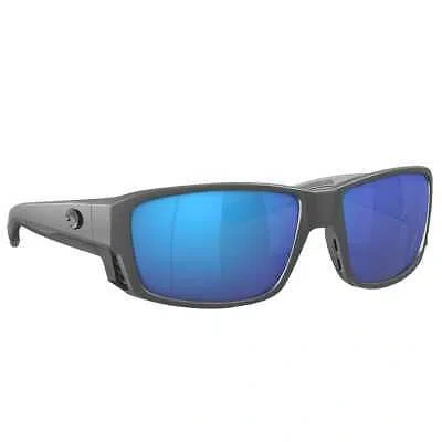 Pre-owned Costa Del Mar Costa Tuna Alley Pro Matte Gray Frame W/blue Mirror 580g Lenses 06s9105-91050760