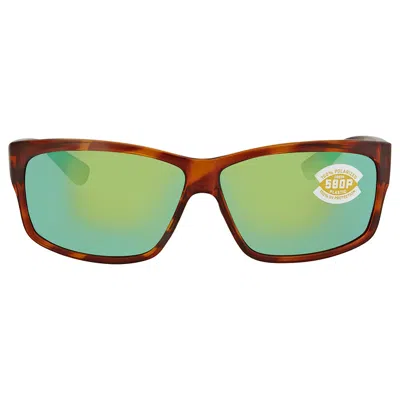 Costa Del Mar Cut Green Mirror Polarized Polycarbonate Men's Sunglasses Ut 51 Ogmp 60 In Green / Honey / Tortoise