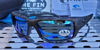 Pre-owned Costa Del Mar Fantail Ft14ooc Sunglasses Matte Tiger W/ Blue 580g Polarized