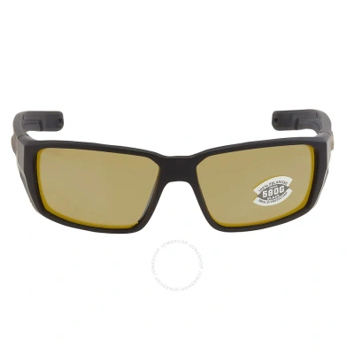 Costa Del Mar Fantail Pro Sunrise Silver Mirror Polarized Glass Rectangular Men's Sunglasses 6s9079 In Black / Silver
