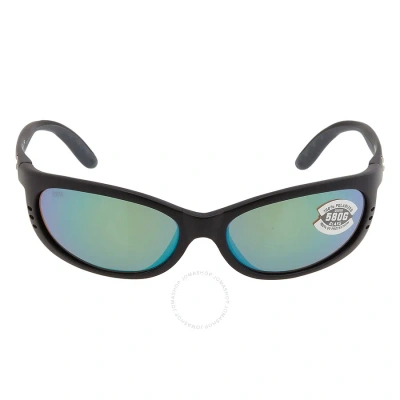 Costa Del Mar Fathom Green Mirror Polarized Glass Men's Sunglasses Fa 11 Ogmglp 61 In Black / Green