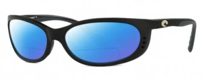 Pre-owned Costa Del Mar Fathom Mens Oval Polarized Bifocal Sunglasses In Black 61mm 41 Opt In Blue Mirror