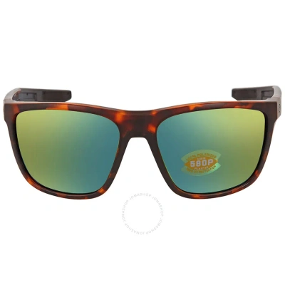 Costa Del Mar Ferg Green Mirror Polarized Polycarbonate Men's Sunglasses Frg 191 Ogmp 59 In Green / Tortoise