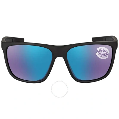 Costa Del Mar Ferg Xl Blue Mirror Polarized Glass Men's Sunglasses 6s9012 901201 62 In Matte Black