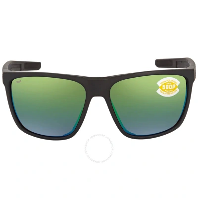 Costa Del Mar Ferg Xl Green Mirror Polarized Rectangular Men's Sunglasses 6s9012 901206 62 In Matte Black
