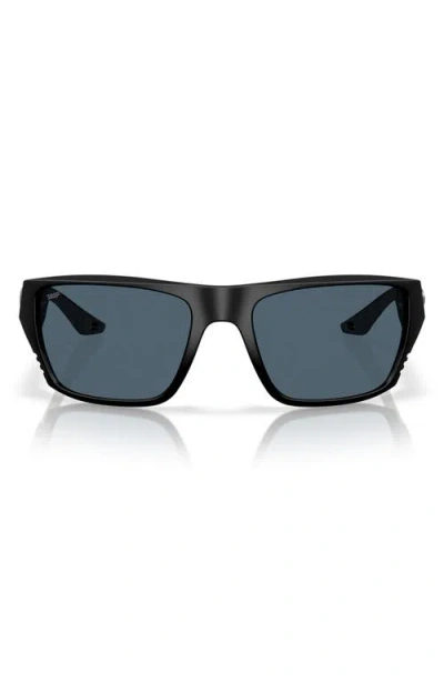 Costa Del Mar Finlet 59mm Polarized Rectangular Sunglasses In Matte Black/gray 580p