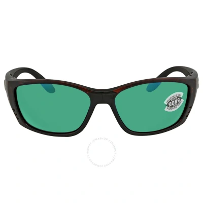 Costa Del Mar Fisch Green Mirror Polarized Glass Men's Sunglasses Fs 10 Ogmglp 64 In Green / Tortoise