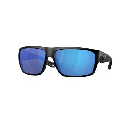 Costa Del Mar Fly Line Blue Mirror Polarized Glass Wrap Men's Sunglasses 6s9129 912902 64 In Multi
