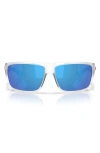 Costa Del Mar Flyline 64mm Oversize Polarized Mirrored Rectangular Sunglasses In Blue
