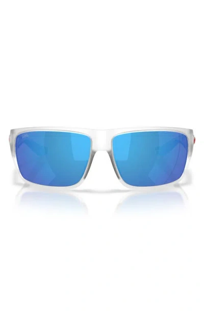 Costa Del Mar Flyline 64mm Oversize Polarized Mirrored Rectangular Sunglasses In Blue