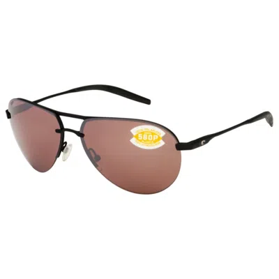 Costa Del Mar Helo Matte Black Aviator Metal Unisex Sunglasses Hlo 11 Oscp