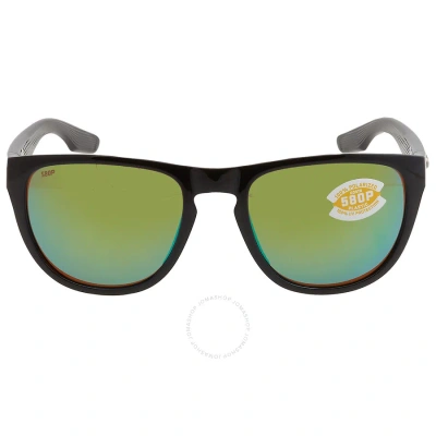 Costa Del Mar Irie Green Mirror Polarized Polycarbonate Square Unisex Sunglasses 6s9082 908202 55 In Black / Green