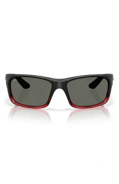 Costa Del Mar Jose 62mm Rectangular Sunglasses In Red Sky/gray 580g