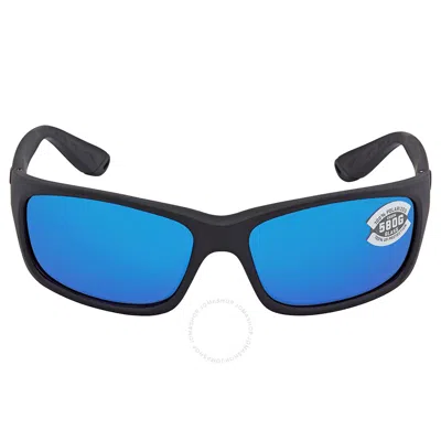 Costa Del Mar Jose Blue Mirror Polarized Glass Rectangular Men's Sunglasses Jo 01 Obmglp In Black / Blue