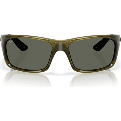Costa Del Mar Jose Pro 62mm Polarized Rectangular Sunglasses In Seagrass/gray