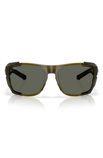 Costa Del Mar King Tide 58mm Rectangle Polarized Sunglasses In Green