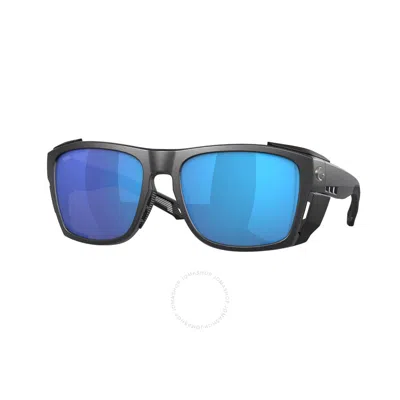Costa Del Mar King Tide 6 Blue Mirror Polarized Glass Wrap Men's Sunglasses 6s9112 911201 58 In Black / Blue