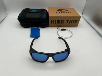 Pre-owned Costa Del Mar King Tide 6 Polarized Sunglasses Black Pearl/blue Mirror Glass