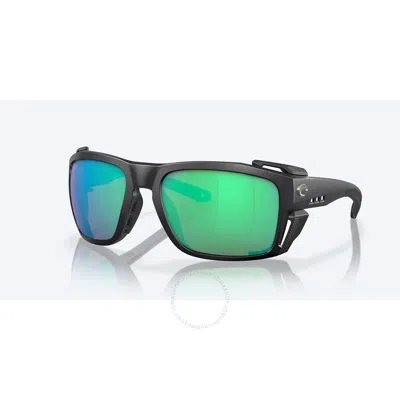 Costa Del Mar King Tide 8 Green Mirror Polarized Glass Wrap Men's Sunglasses 6s9111 911102 60 In Black / Green