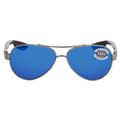 Costa Del Mar Loreto Blue Mirror Polarized Glass Pilot Ladies Sunglasses 6s4006 400614 56