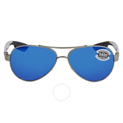 Costa Del Mar Loreto Blue Mirror Polarized Glass Unisex Sunglasses Lr 21 Obmglp 56 In Blue / White
