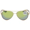 Costa Del Mar Loreto Green Mirror Polarized Glass Ladies Sunglasses Lr 64 Ogmglp 56 In Gold