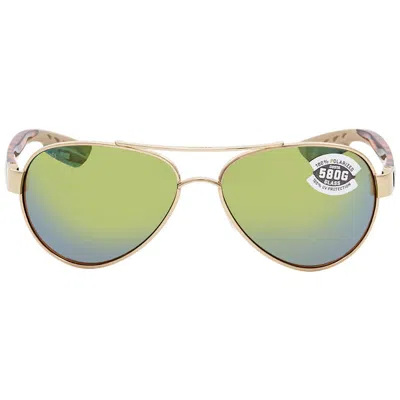 Costa Del Mar Loreto Green Mirror Polarized Glass Ladies Sunglasses Lr 64 Ogmglp 56 In Gold