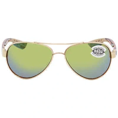 Pre-owned Costa Del Mar Loreto Green Mirror Polarized Glass Ladies Sunglasses Lr 64 Ogmglp