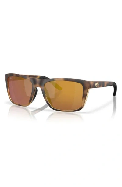 COSTA DEL MAR COSTA DEL MAR MAINSAIL 55MM MIRRORED POLARIZED RECTANGULAR SUNGLASSES
