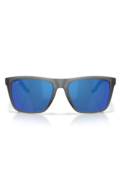 Costa Del Mar Mainsail Xl 59mm Mirrored Polarized Square Sunglasses In Black