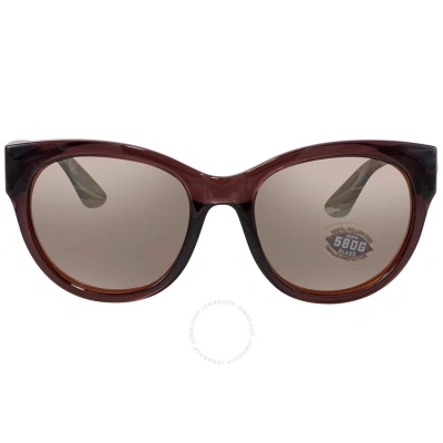 Costa Del Mar Maya Copper Silver Mirror Polarized Glass Cat Eye Ladies Sunglasses 6s9011 901104 55 In Copper / Silver