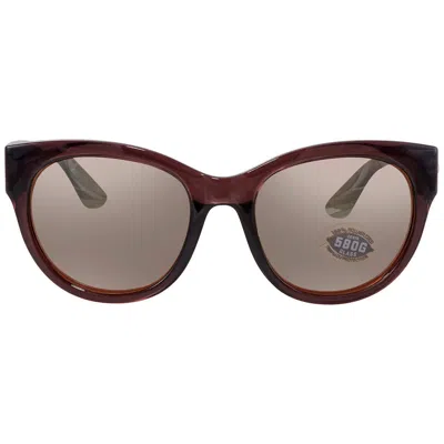 Costa Del Mar Maya Copper Silver Mirror Polarized Glass Cat Eye Ladies Sunglasses 6s9011 901104 55 In Brown