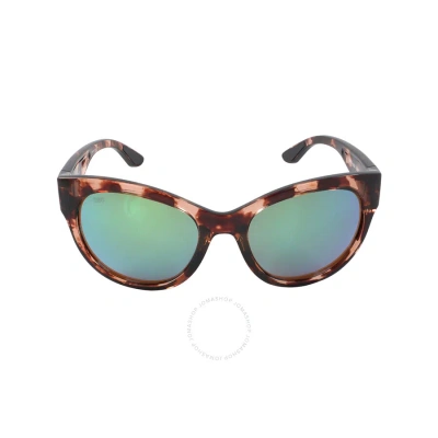 Costa Del Mar Maya Green Mirror Polarized Glass Ladies Sunglasses 6s9011 901101 55 In Coral / Green / Tortoise