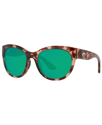Costa Del Mar Maya Polarized Sunglasses, 6s9011 55 In 412 Shiny Coral Tortoise,green Mirror 58