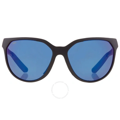 Costa Del Mar Mayfly Blue Mirror Polarized Polycarbonate Cat Eye Ladies Sunglasses 6s9110 911004 58 In Black / Blue