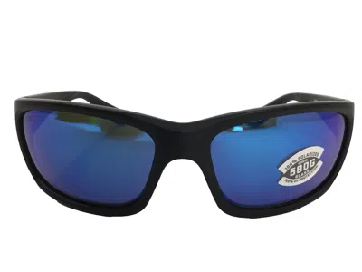Pre-owned Costa Del Mar Men's Blue Polarized Glass Black Plastic Sunglasses Jose 5480