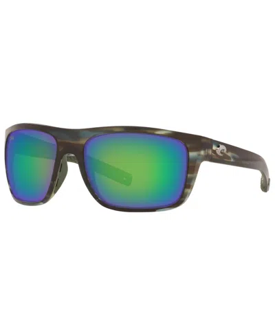 Costa Del Mar Men's Broadbill Polarized Sunglasses In 253 Matte Reef,green Mirror 580g