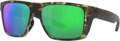 Pre-owned Costa Del Mar Men's Lido Sunglasses Wetlands/polarized Green Mirrored 580p 57 Mm