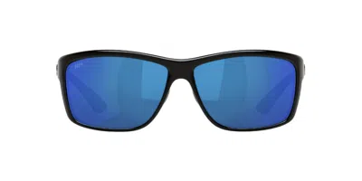 Costa Del Mar Men's Mag Bay Polarized Sunglasses In Shiny Black/grey Blue Mirrored In Multi