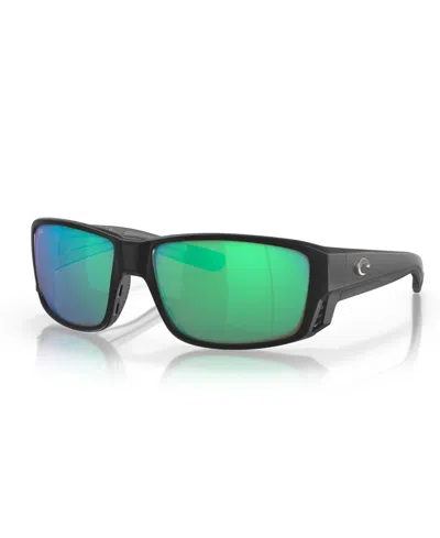 Costa Del Mar Men's Pargo Polarized Sunglasses, Mirror 6s9086 In Matte Black,green