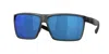 Costa Del Mar Rincon Ii 64mm Mirrored Polarized Oversize Rectangular Sunglasses In Black