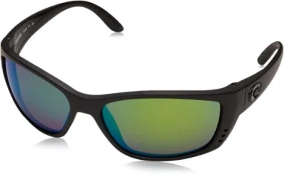 Pre-owned Costa Del Mar Mens Fisch Rectangular Sunglasses, Blackout/copper Green...