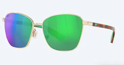 Pre-owned Costa Del Mar Paloma Shiny Gold Green Mirror Sunglasses 0pal 296 Ogmp