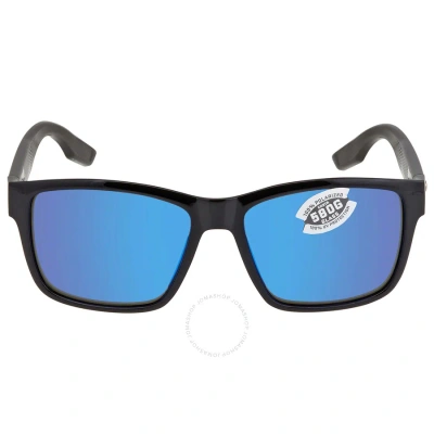 Costa Del Mar Paunch Blue Mirror Polarized Glass Men's Sunglasses 6s9049 904901 57 In Black / Blue