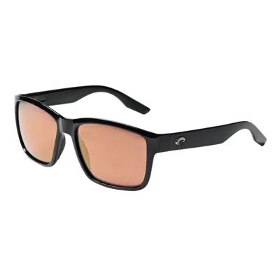 Costa Del Mar Paunch Gold Mirror Polarized Glass Square Men's Sunglasses 6s9049 904909 57 In Black