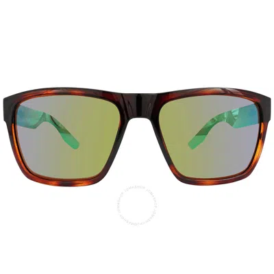 Costa Del Mar Paunch Xl Green Mirror Polarized Glass 580g Square Men's Sunglasses 6s9050 905006 59 In Green / Tortoise